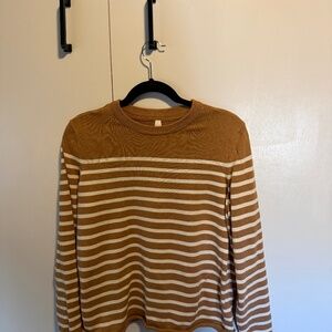Pact cotton sweater Size M Camel and white striped
